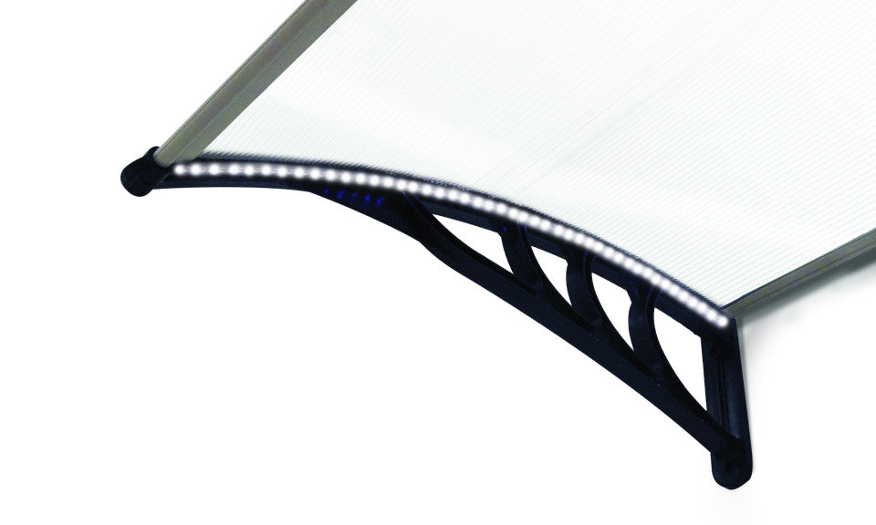 Marquise de porte transparente LED 80x150cm