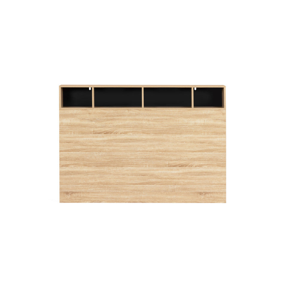 Tête de lit bois et noire avec rangements 145cm