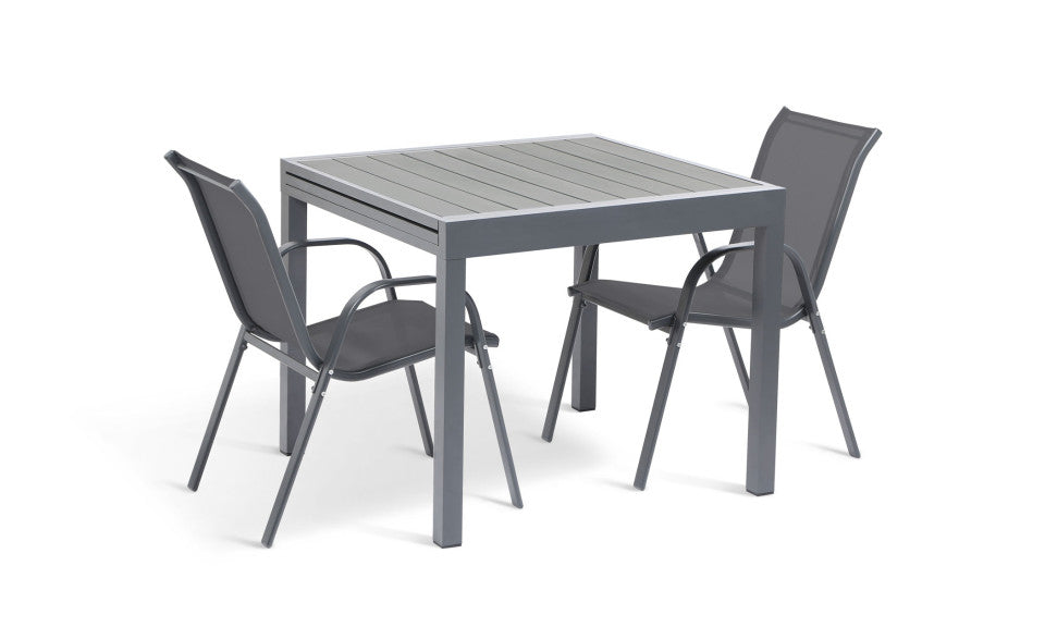 Table de jardin extensible en polywood 135-270cm gris anthracite