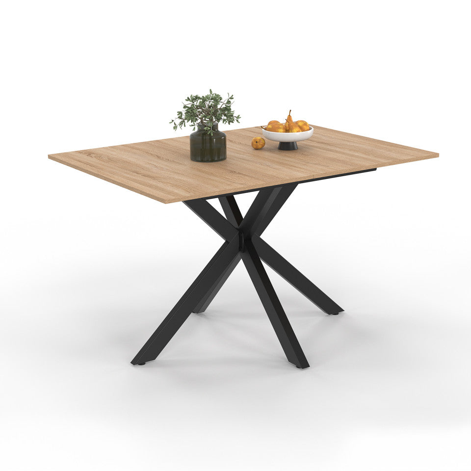 Table repas Spider plateau extensible 160-200cm et pieds croisés noirs