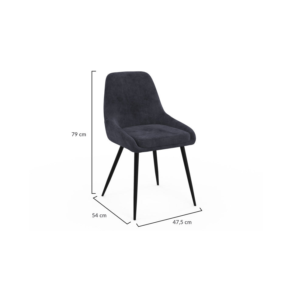 Chaises Olivia assise gris foncé pieds métal - lot de 4