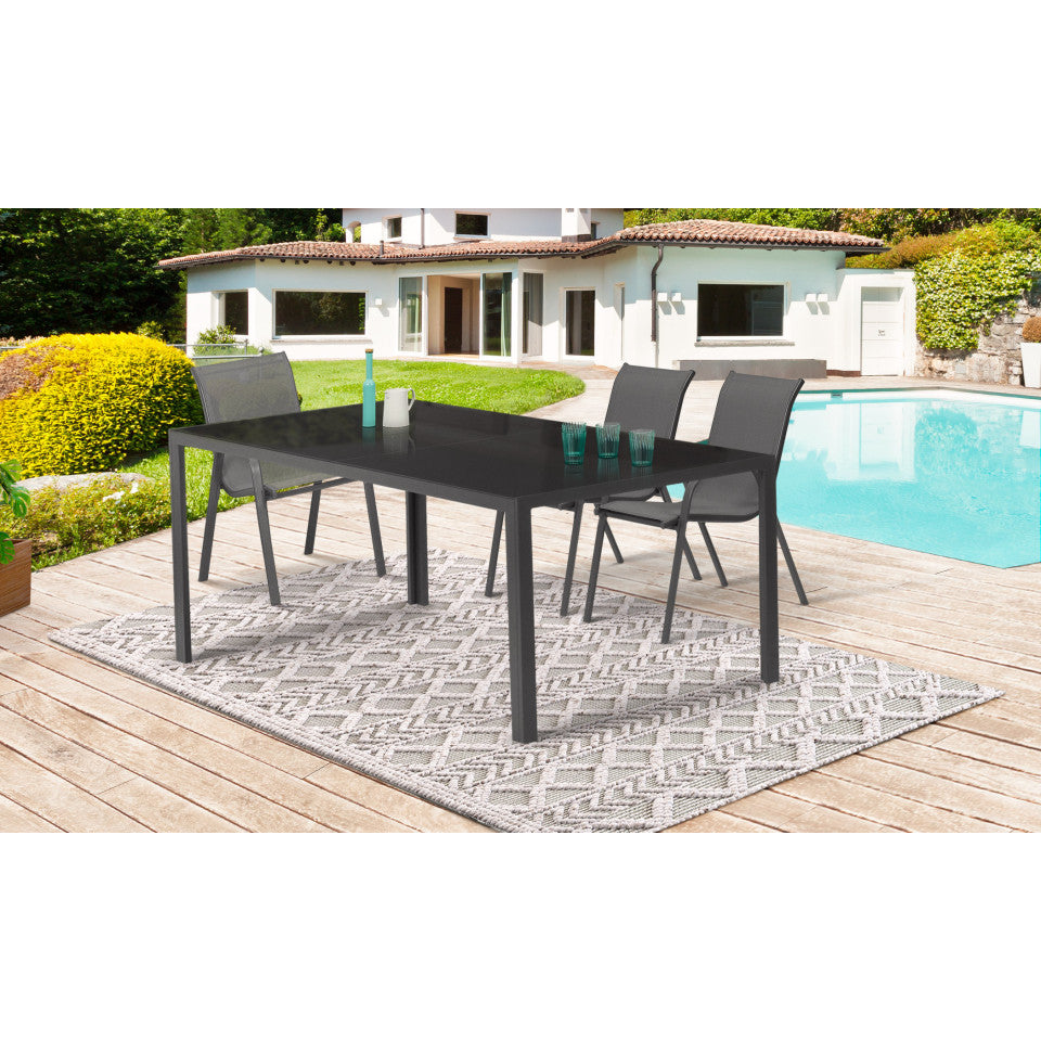 Table de jardin Formentera en verre trempé 190cm