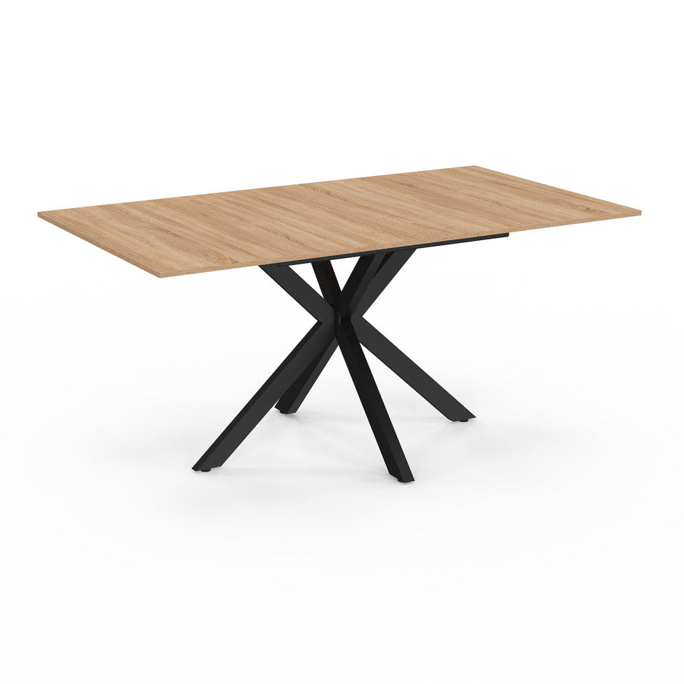 Table repas Spider plateau extensible 160-200cm et pieds croisés noirs