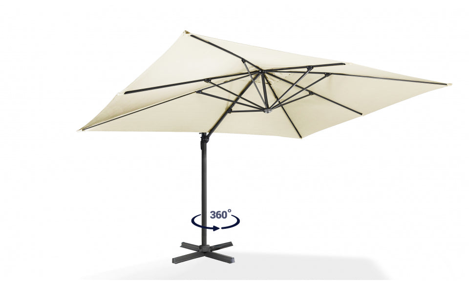 Parasol 360° rectangle créme 4x3m avec housse