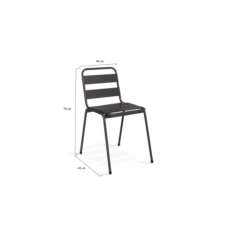 Chaises de jardin empilables en acier grises - lot de 6