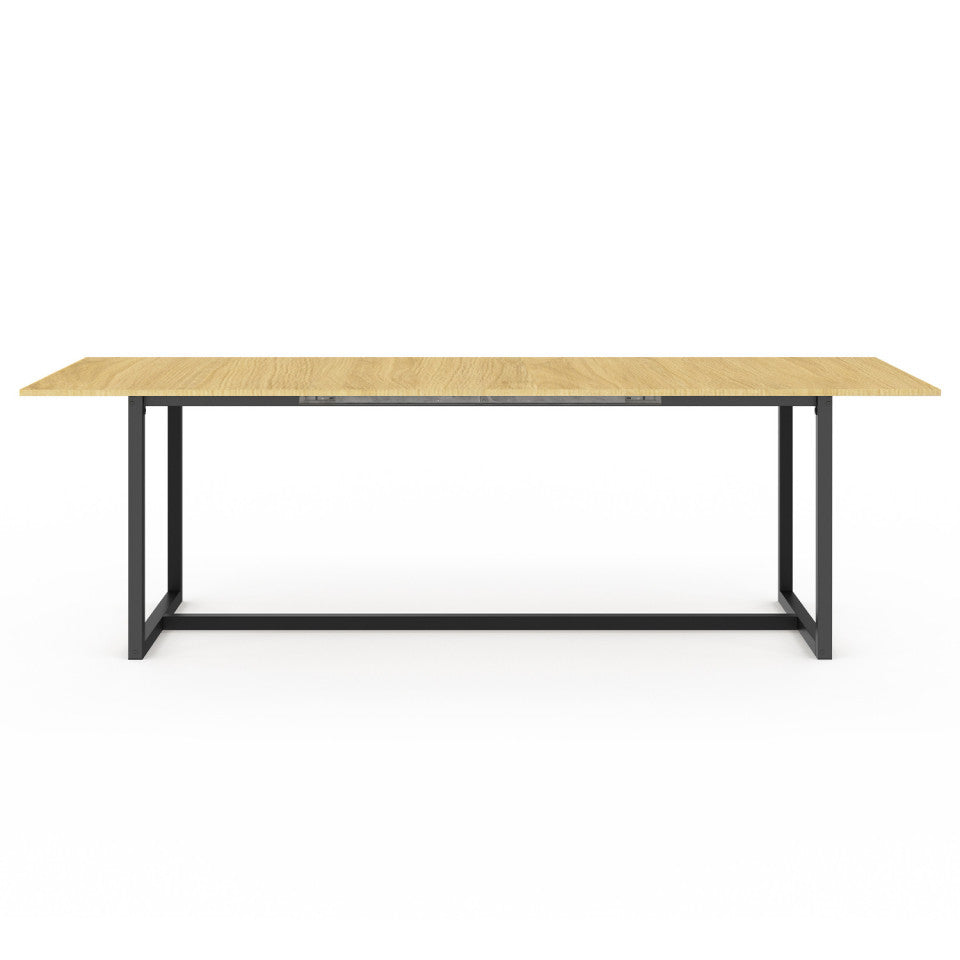 Table repas extensible Memphis 200-250cm plateau bois et pieds noirs