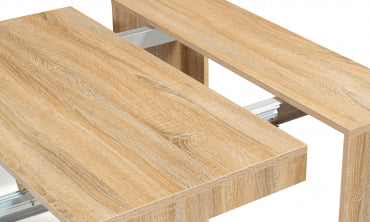 Table repas console extensible contemporaine avec rallonges intégrées Nora 140cm naturel