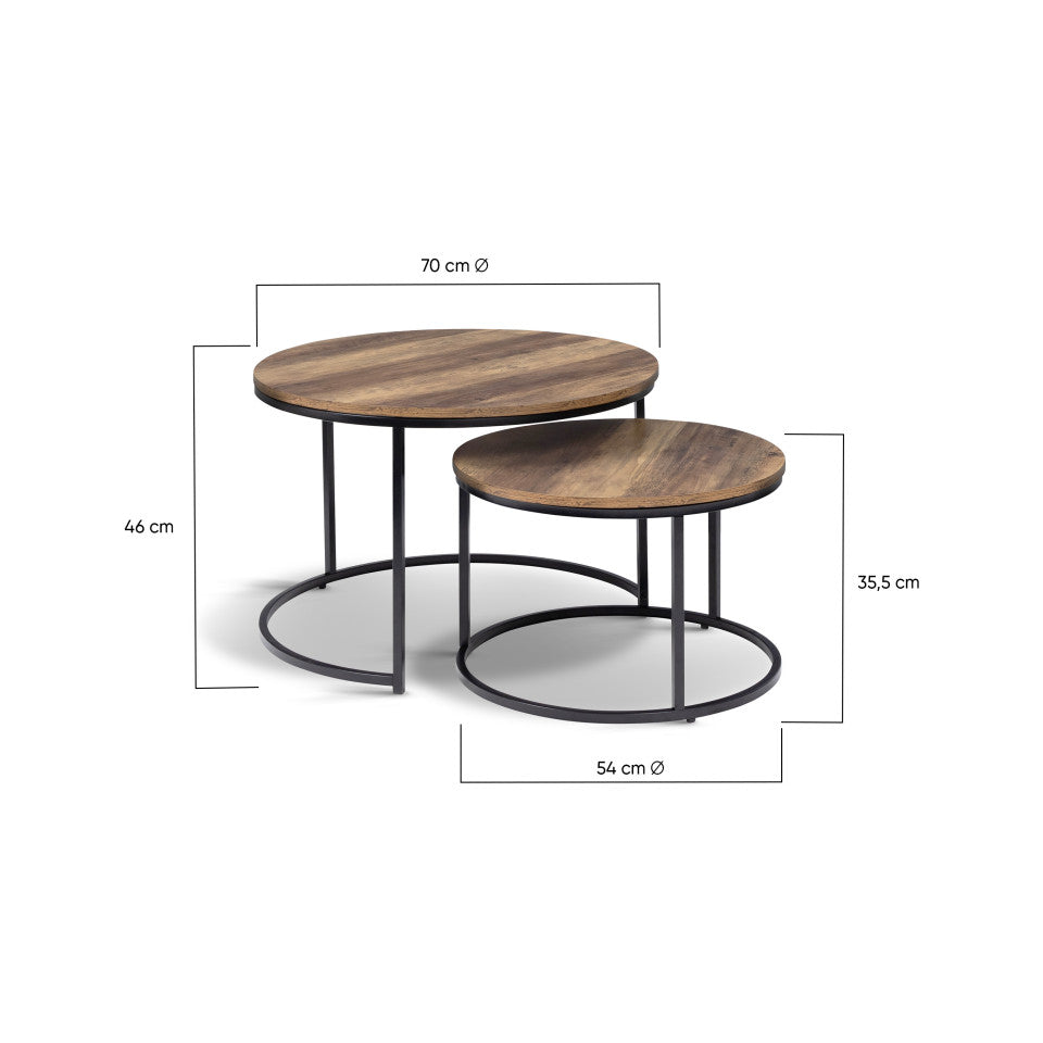 Tables basses rondes gigognes Eliza - lot de 2