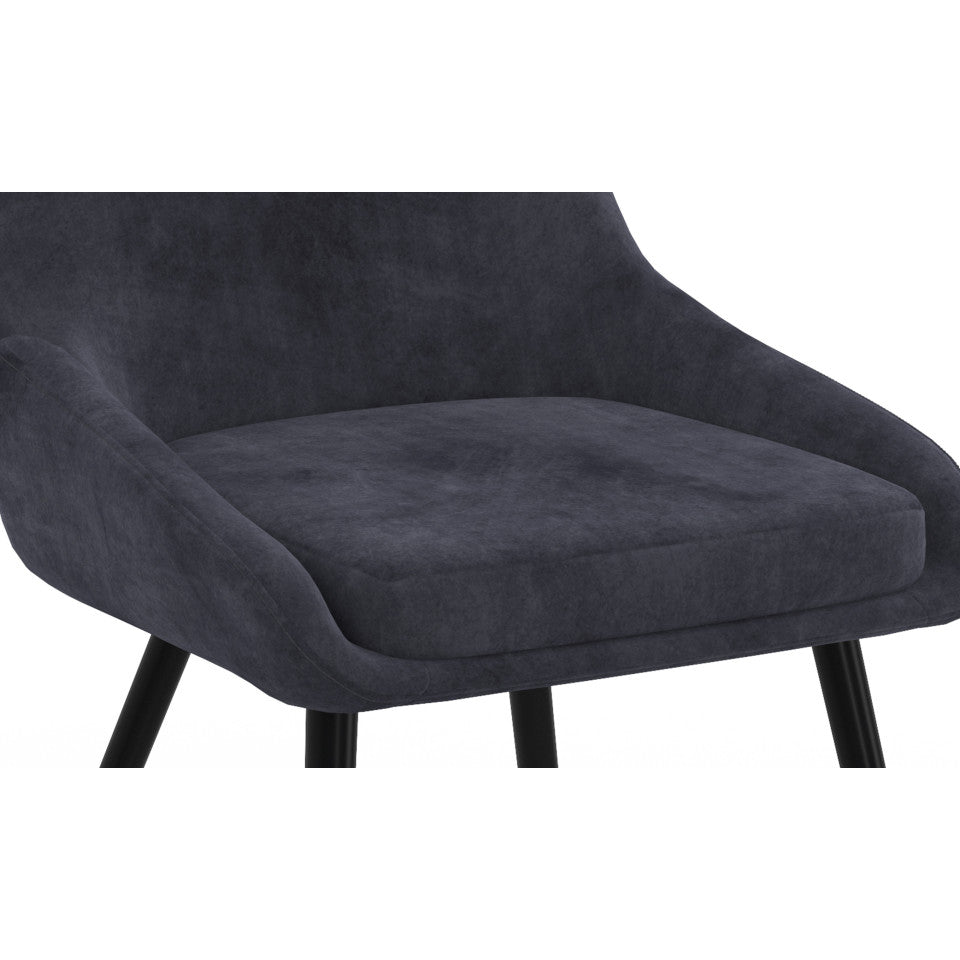 Chaises Olivia assise gris foncé pieds métal - lot de 4
