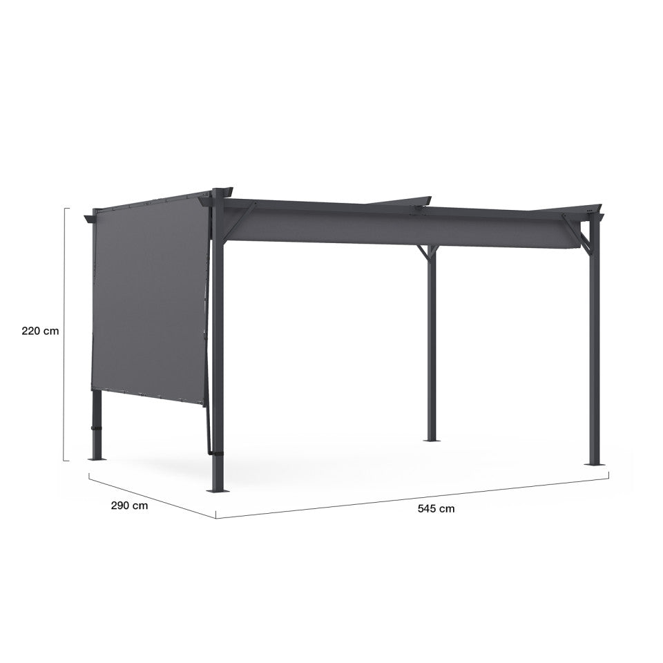 Pergola Marina en acier avec toit rétractable et inclinable 3x4m