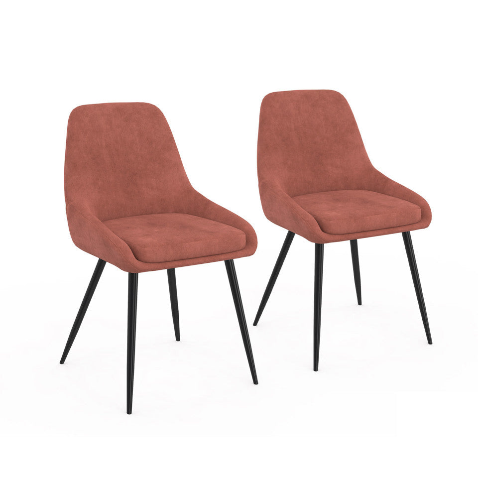 Chaises Olivia assise terracotta pieds métal - lot de 2