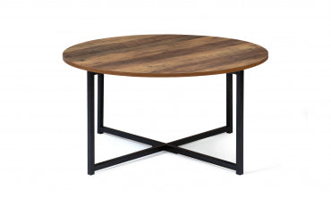 Table basse ronde Eliza plateau bois et pieds noirs D80cm