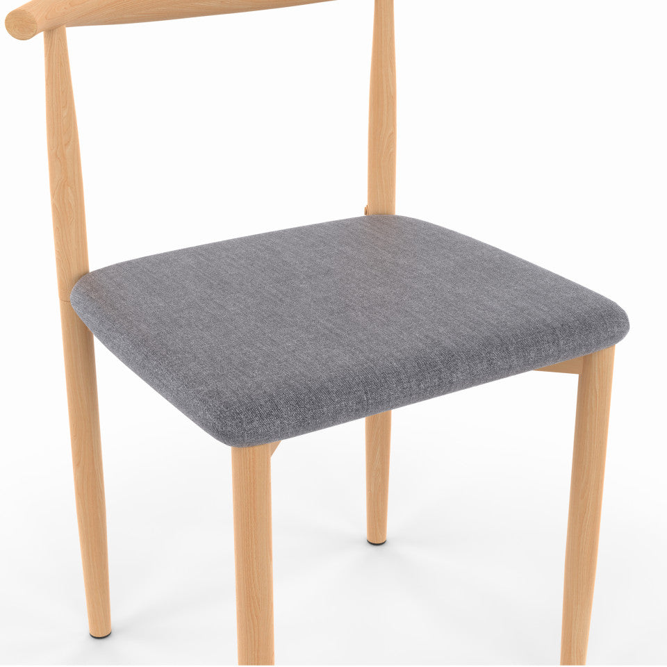 Chaises Adam assise grise et dossier effet bois - lot de 6