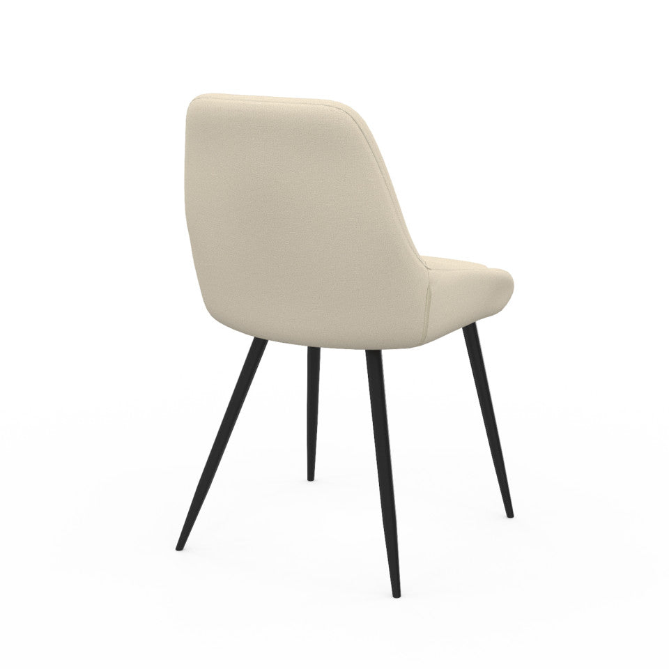 Chaises Ornella assise tissu beige et pieds métal noirs - lot de 6