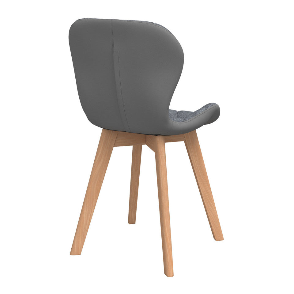 Chaises Gladys en tissu gris et pieds bois - lot de 4