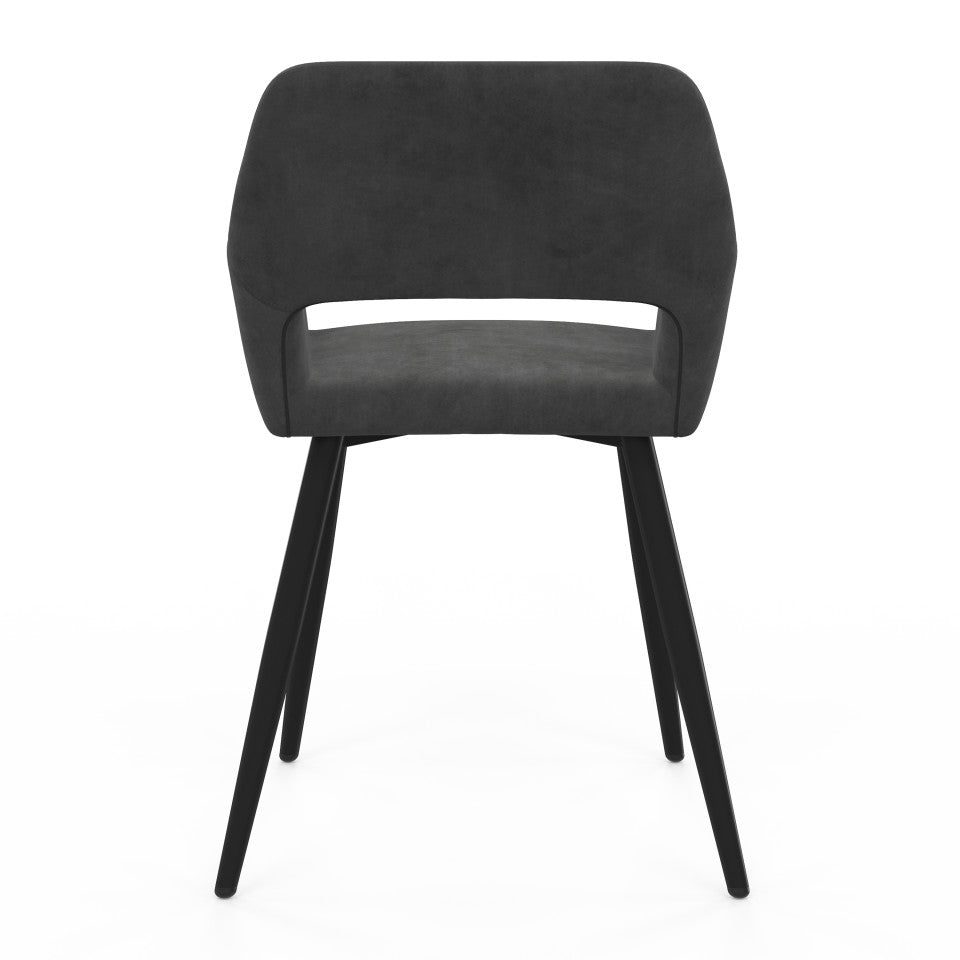 Chaises Heidi en velours gris foncé et pieds noirs - lot de 2