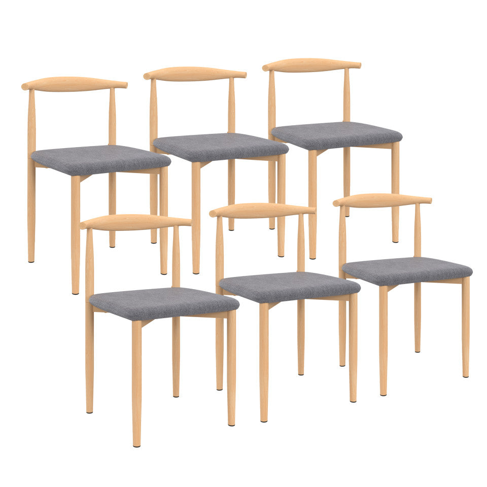Chaises Adam assise grise et dossier effet bois - lot de 6