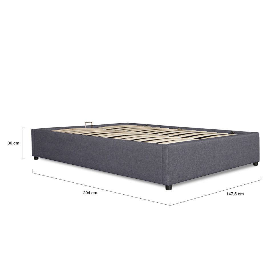 Lit coffre Otto en similicuir gris avec sommier 140x190cm