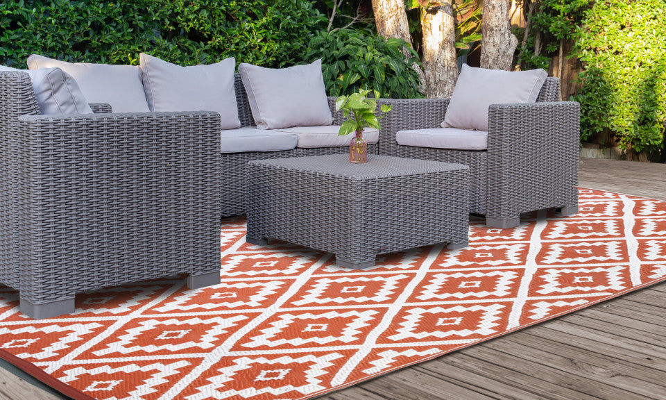 Tapis extérieur 270x370cm Vahiné terracotta