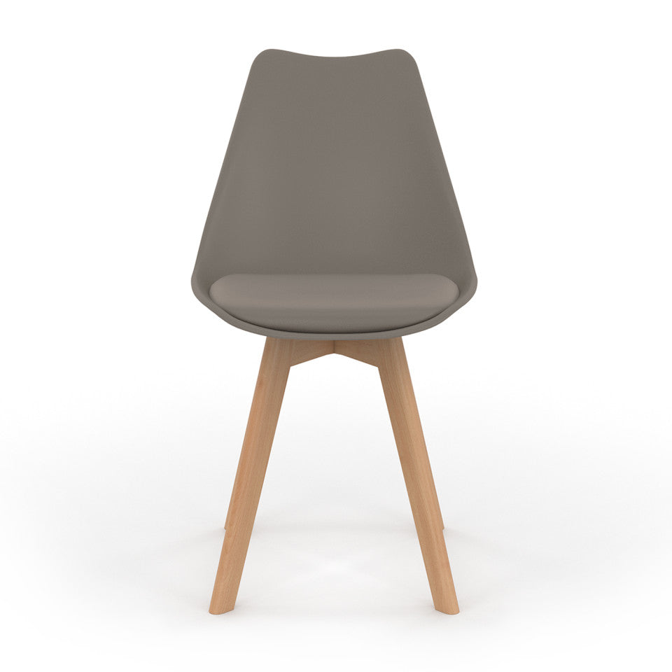 Chaises Nordia assise taupe et pieds bois - lot de 4