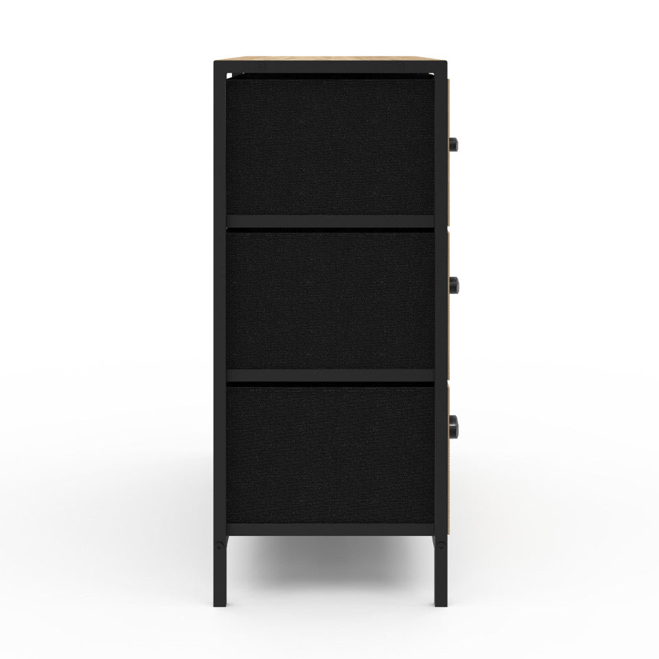 Commode Iris 6 tiroirs en bois et tissu