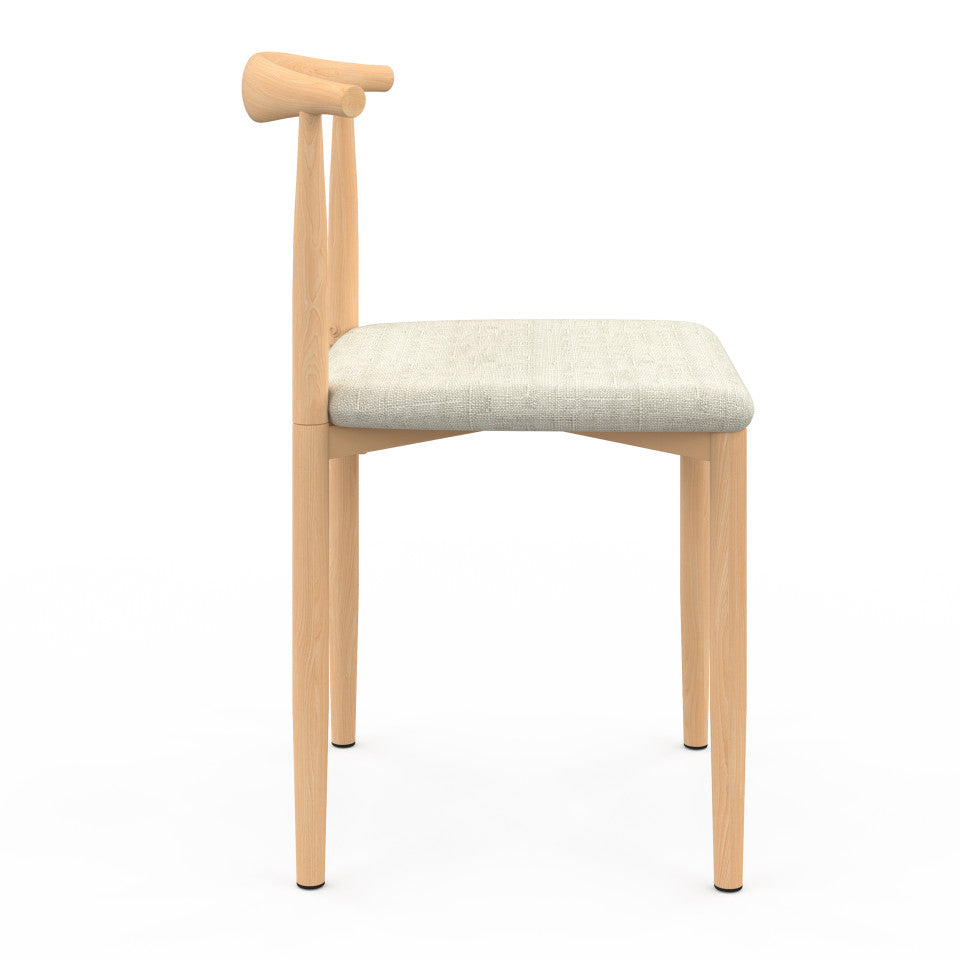 Chaises Adam assise beige et dossier effet bois - lot de 6