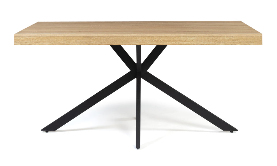 Table repas Spider 160cm plateau bois et pieds croisés noirs