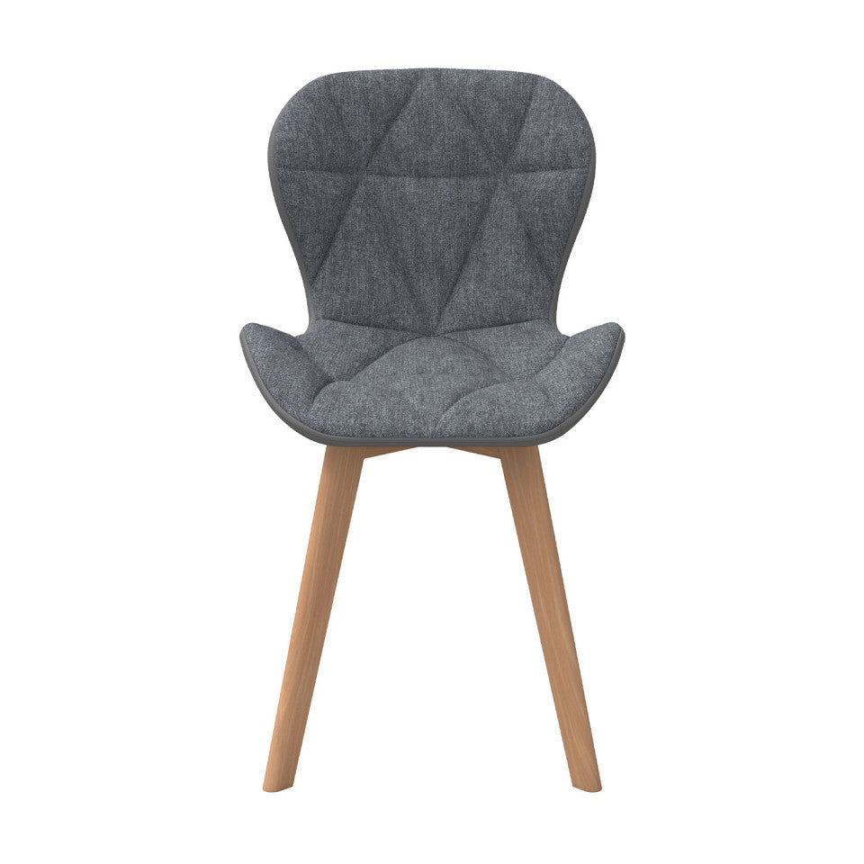 Chaises Gladys en tissu gris et pieds bois - lot de 4