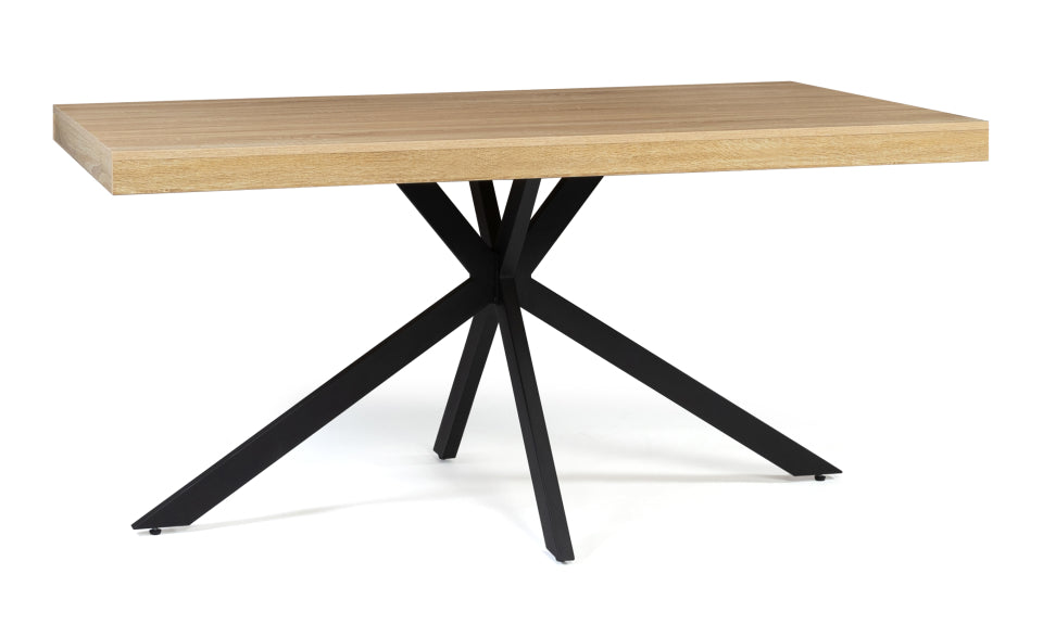 Table repas Spider 160cm plateau bois et pieds croisés noirs