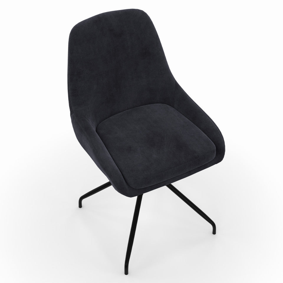 Chaises Olivia assise pivotante gris foncé pieds métal - lot de 2