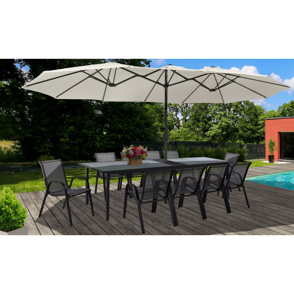 Parasol double 450x260cm crème