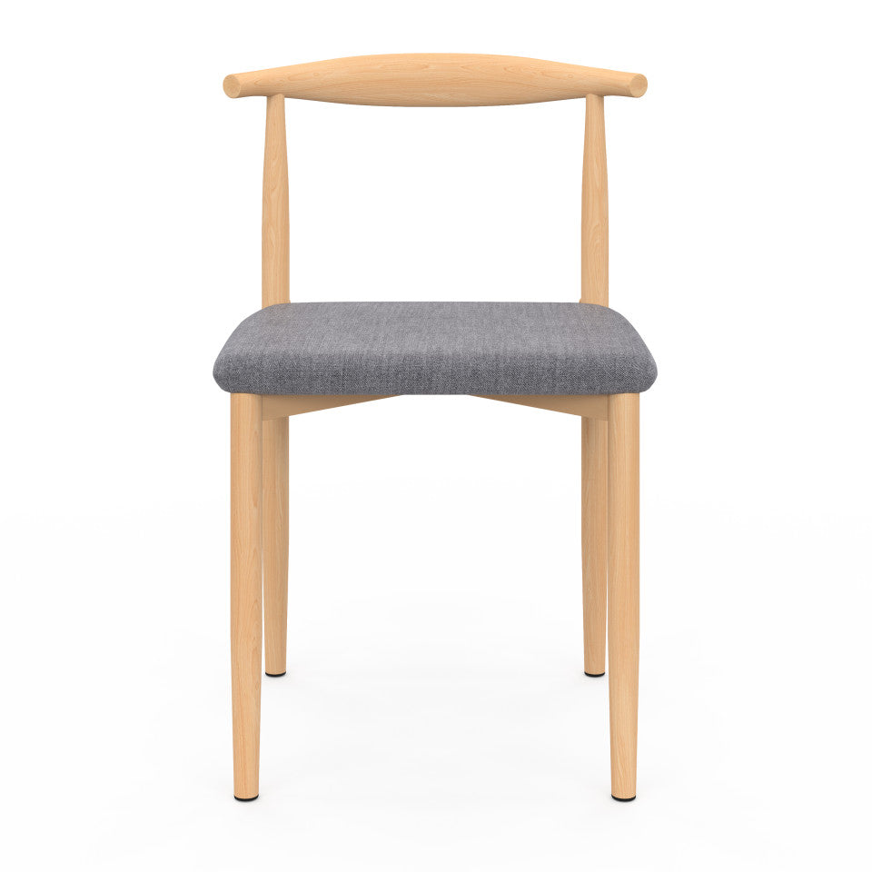 Chaises Adam assise grise et dossier effet bois - lot de 6