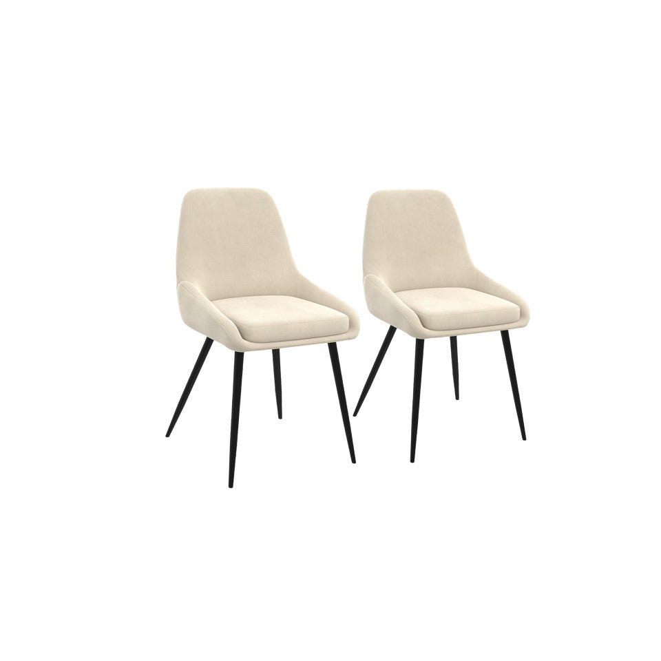 Chaises Olivia assise crème pieds métal - lot de 2