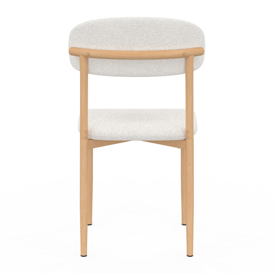Chaises Callisto bouclette et pieds effet hêtre - lot de 6