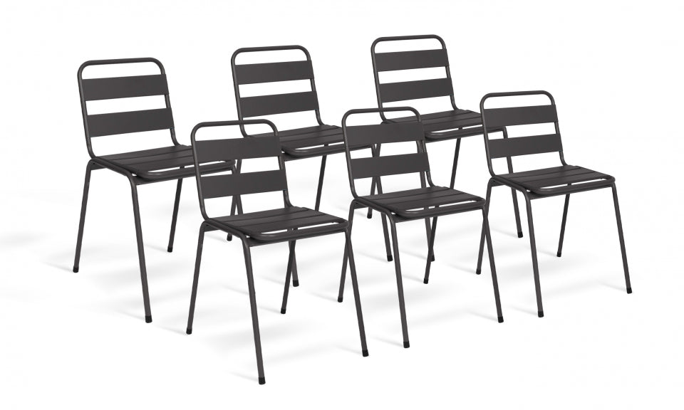 Chaises de jardin en acier empilables noires - lot de 6