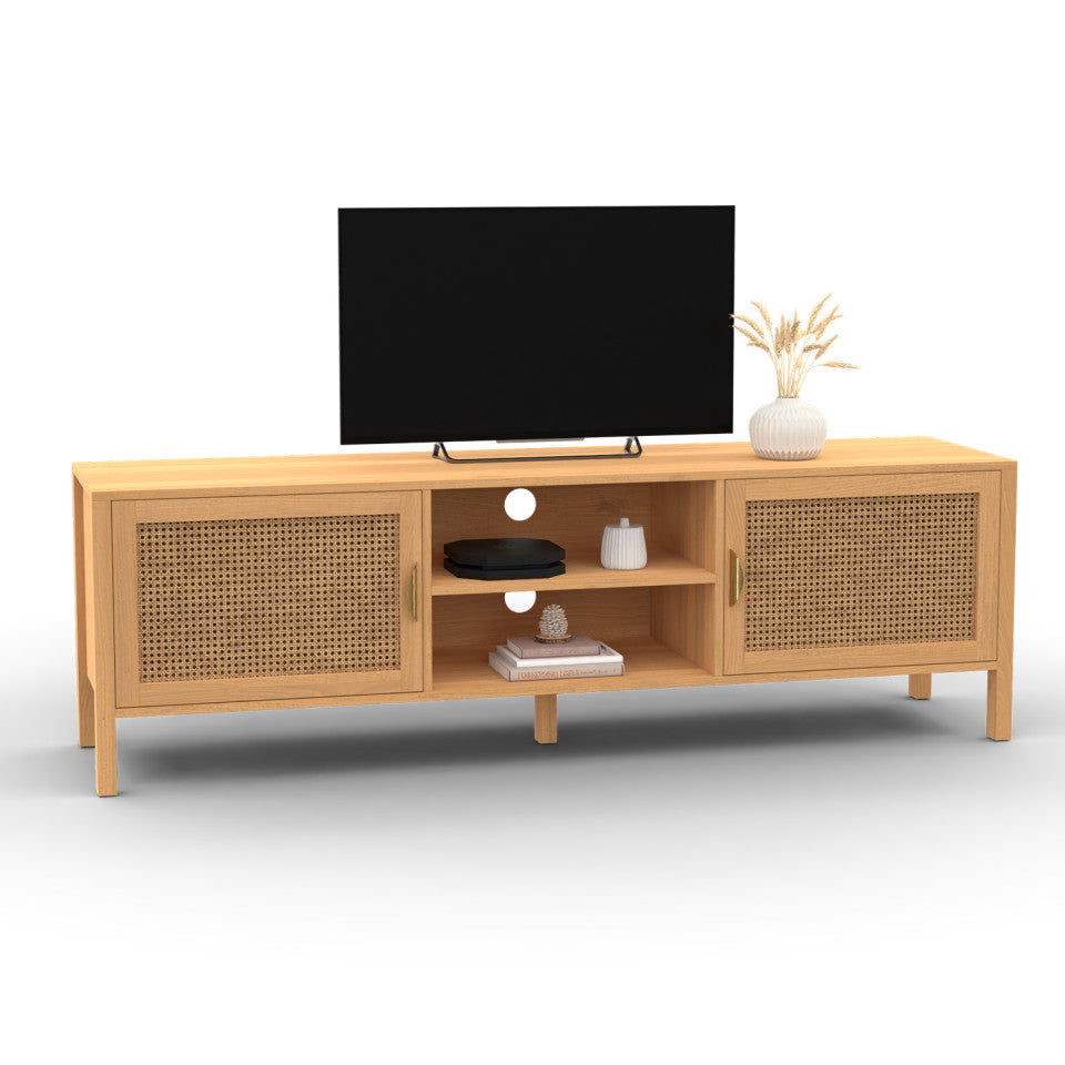 Meuble TV en cannage Eve 2 portes L160cm