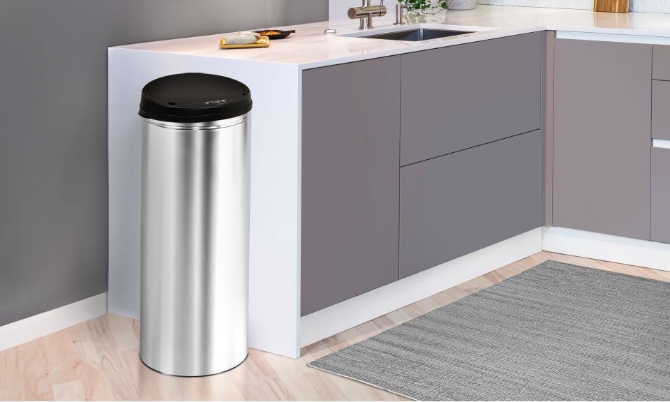 Poubelle automatique ronde 50L Silver