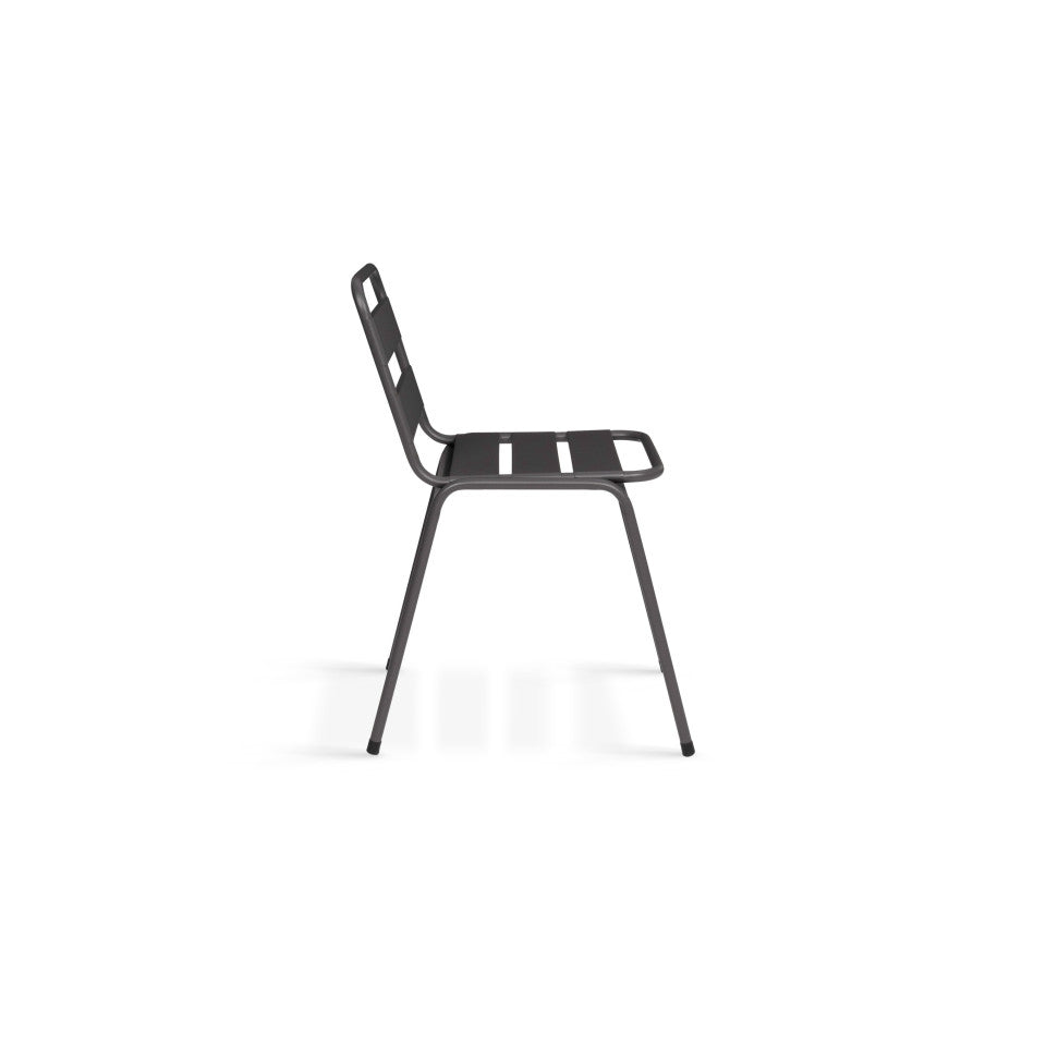 Chaises de jardin empilables en acier grises - lot de 6