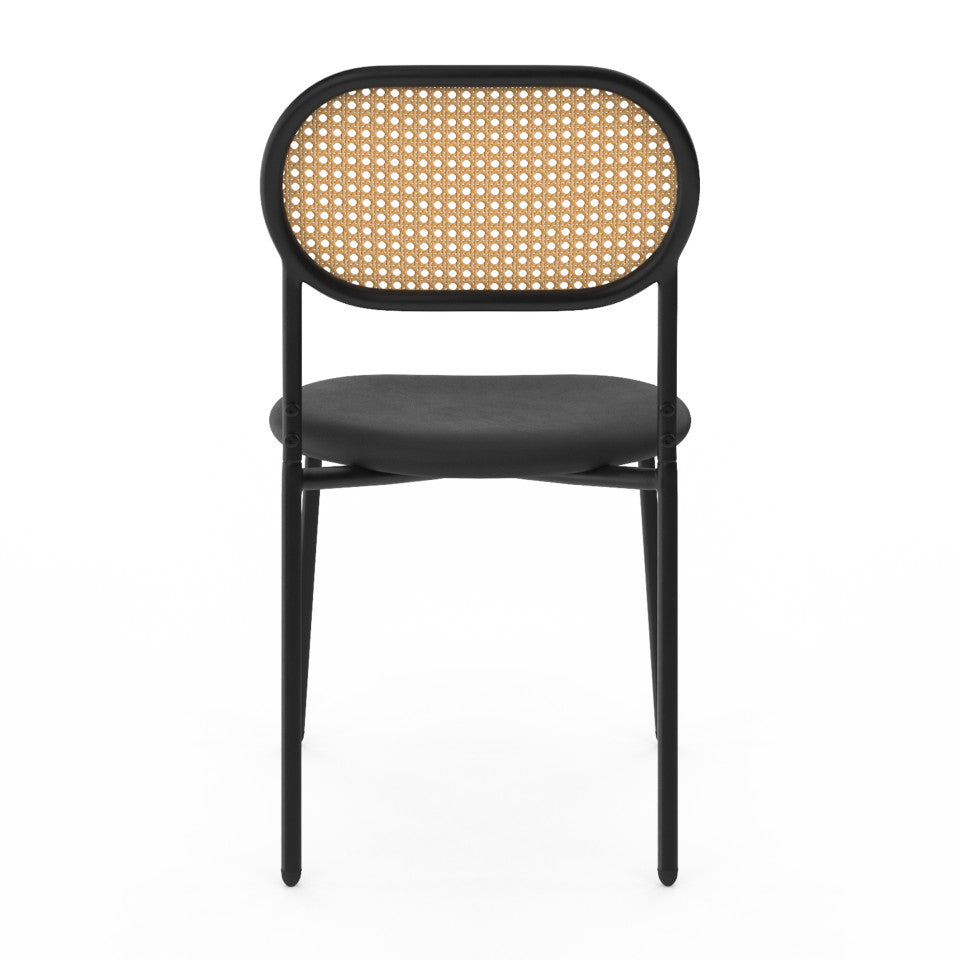 Chaises Clarisse dossier cannage et assise noire - lot de 4