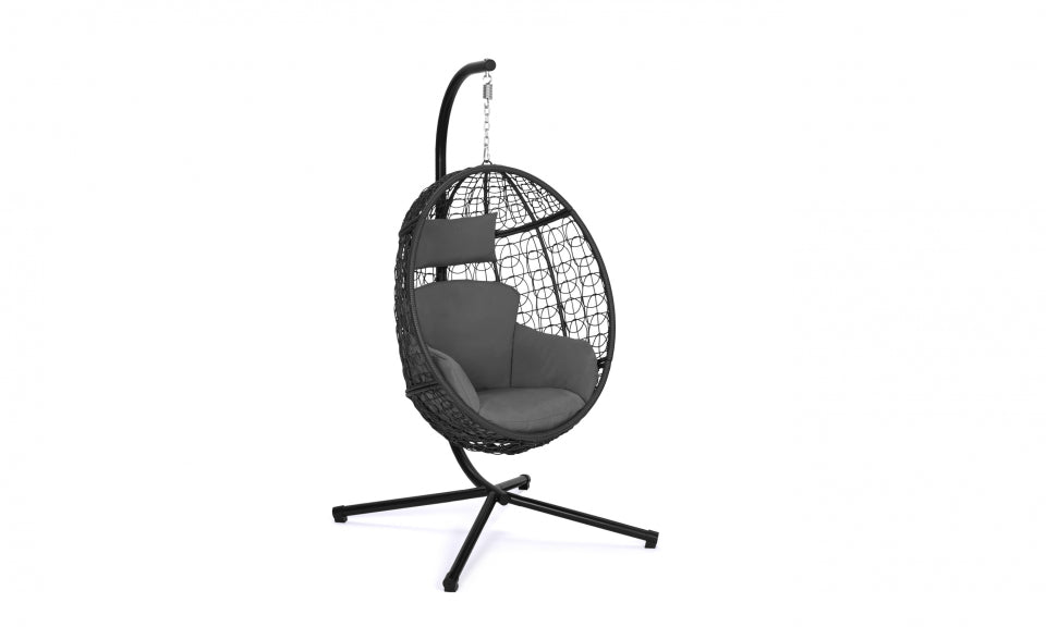 Fauteuil œuf suspendu avec coussin intégré gris