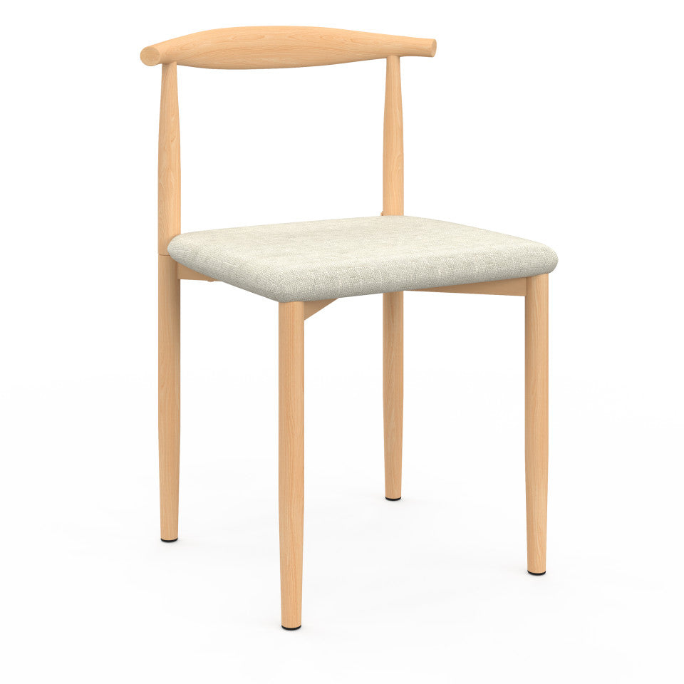 Chaises Adam assise beige et dossier effet bois - lot de 6