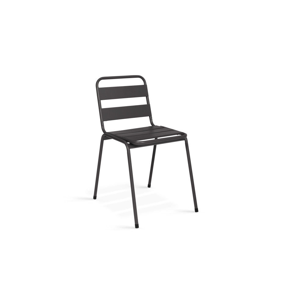 Chaises de jardin empilables en acier grises - lot de 6