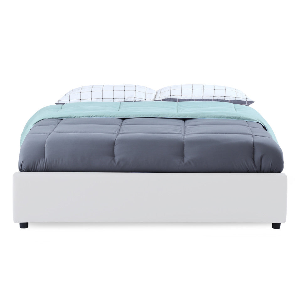 Lit coffre Otto en similicuir blanc avec sommier 160x200cm