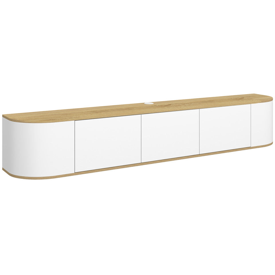 Meuble TV suspendu Elora bois blanc 180cm