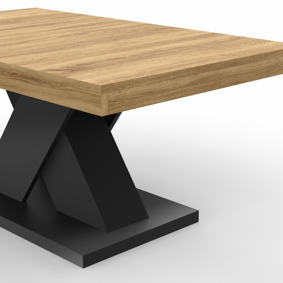 Table basse Alexia pieds croisés bois et noir L100cm