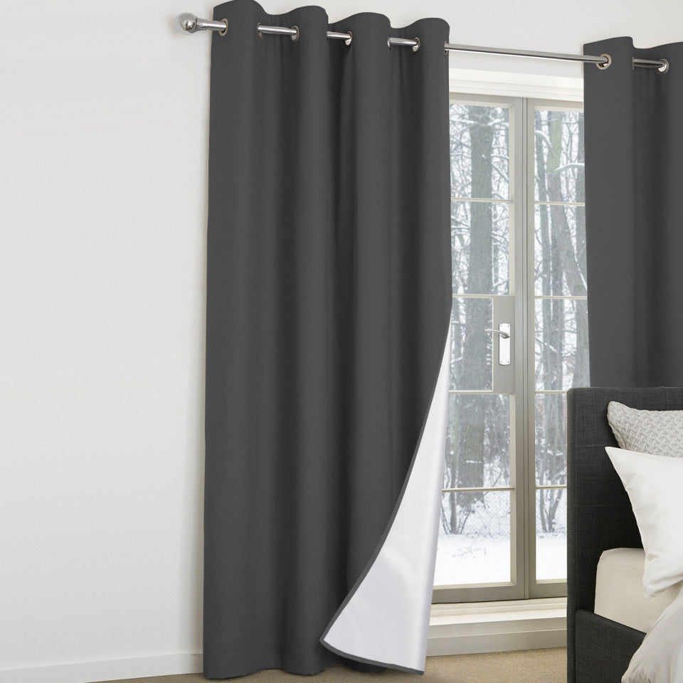 Rideaux thermiques gris 135x240 cm - Lot de 2