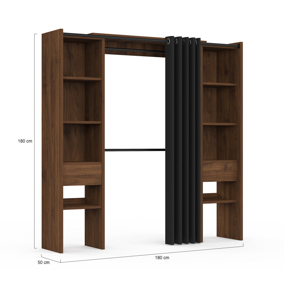 Dressing Justine extensible 120-180cm double colonne effet noyer