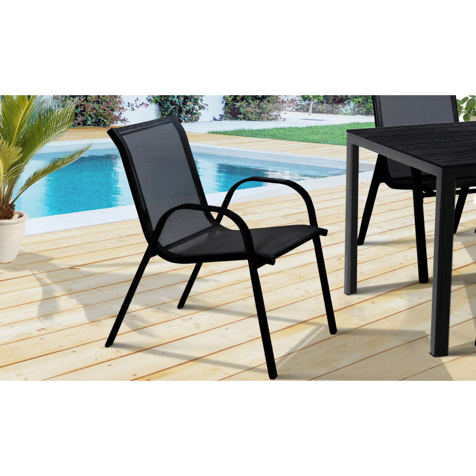 Chaises de jardin empilables en textilène mix de couleurs - lot de 6
