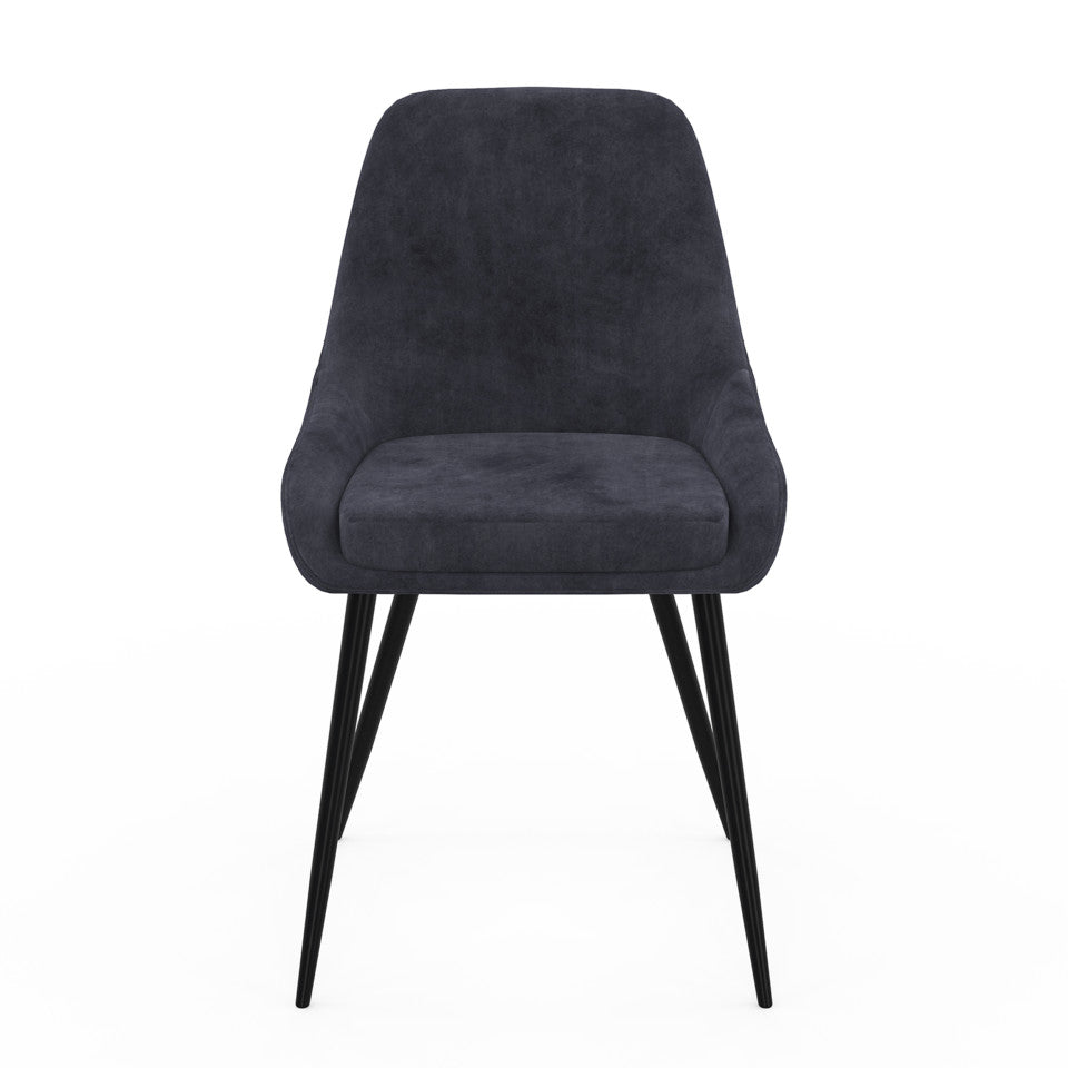 Chaises Olivia assise gris foncé pieds métal - lot de 6