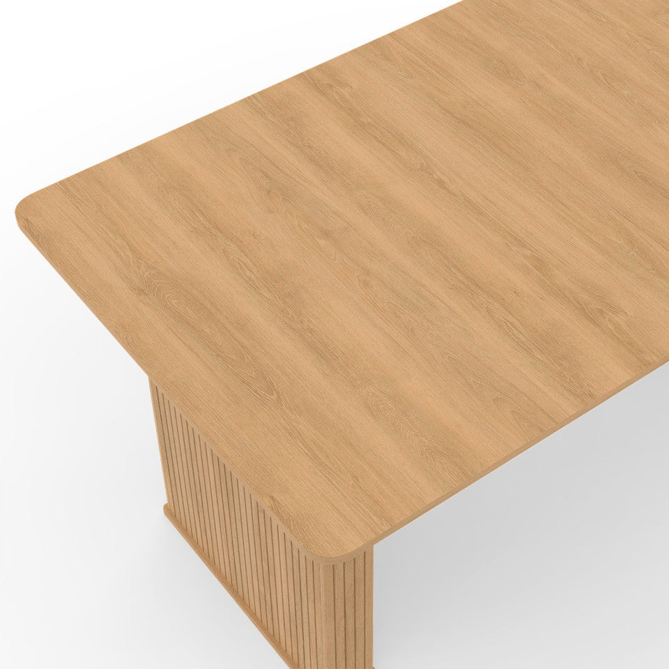 Table repas extensible Albane 160-200cm bois pieds effet lattes